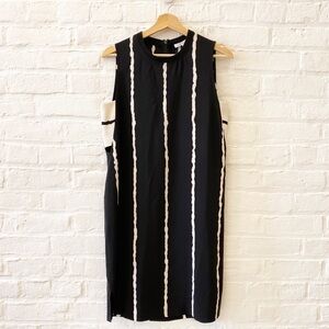 Derek Lam 10 Crosby || Silk Striped Sheath Dress‎ Keyhole Black Cream 8